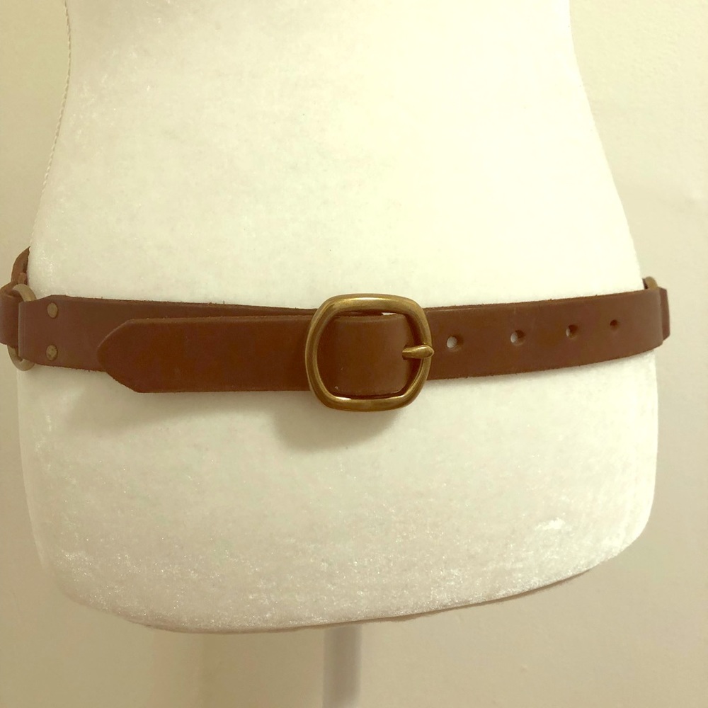 Lucky Brand Brown Leather Belt Gold/Bronze Buckle